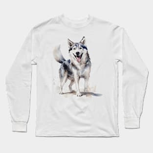 Husky Watercolor Style Long Sleeve T-Shirt